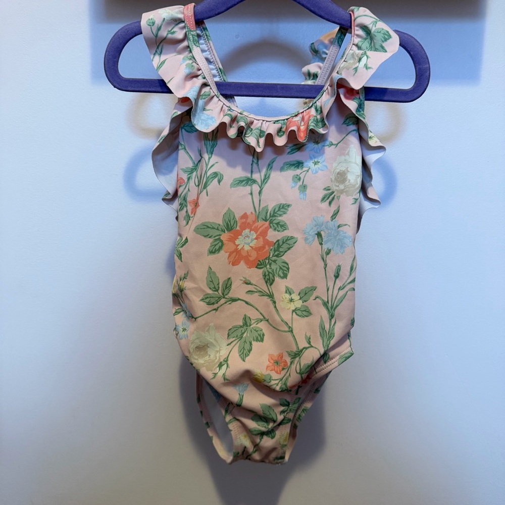 Janie and Jack Floral Ruffle One Piece Swimsuit Girls 3T